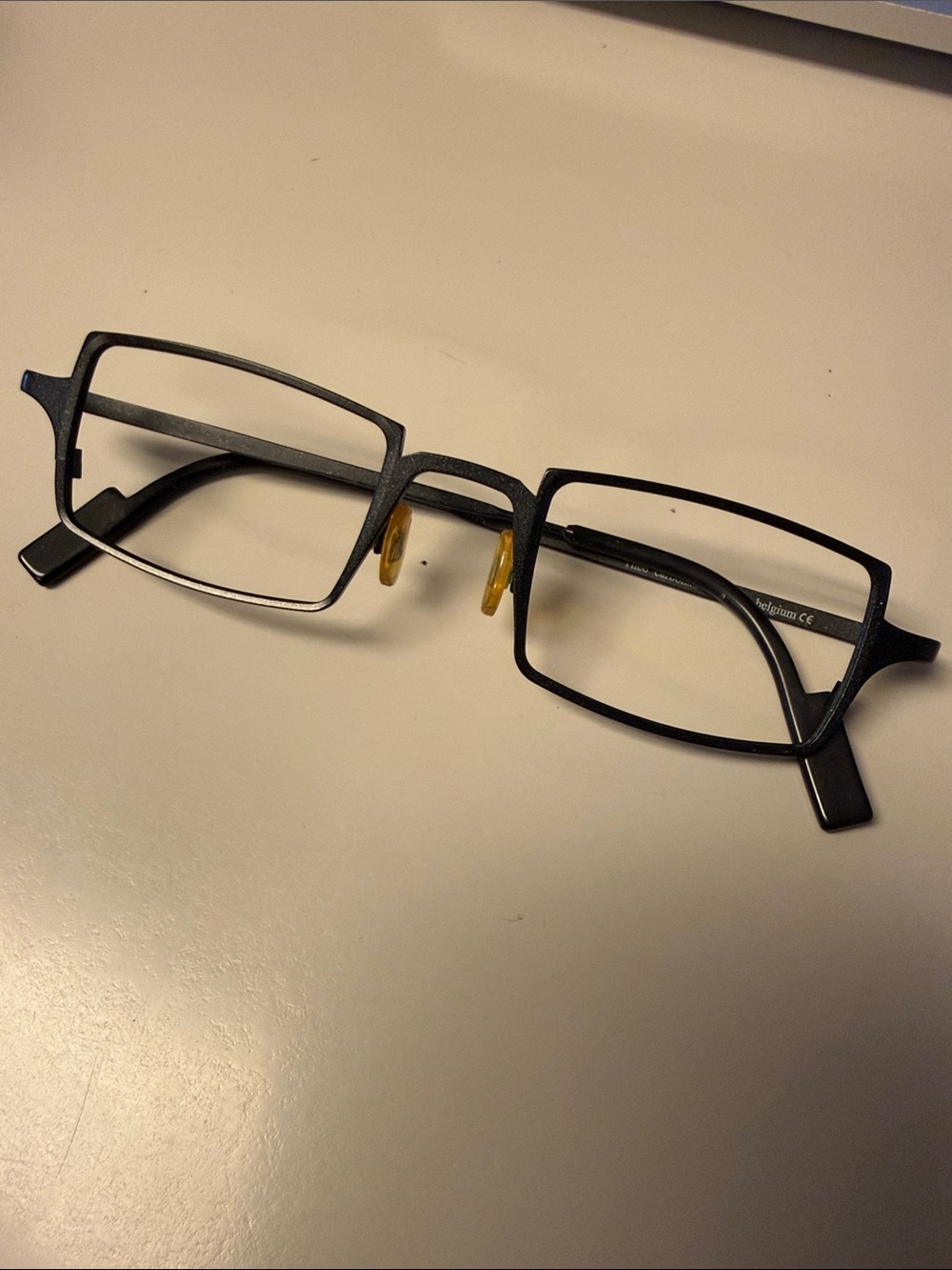 Theo Carbonade Black Rectangular Glasses with Nose Pads